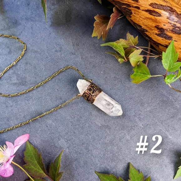 Artisan Made Quartz Crystal Point Long Necklaces - Picture 7 of 13